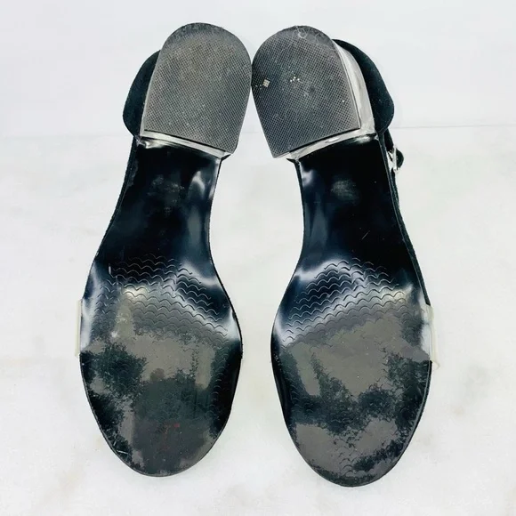 Steve Madden Black Vinyl Block Heel Sandals - Picture 5 of 9